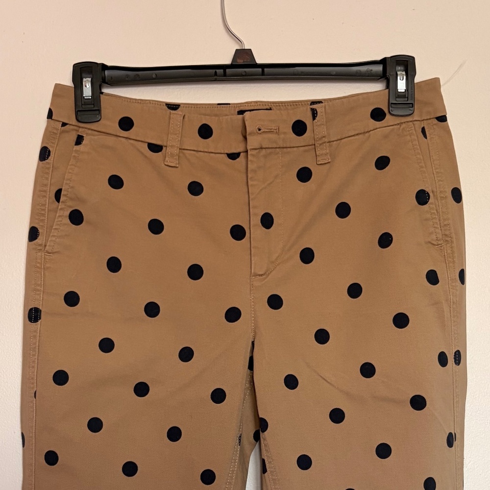 J.Crew High Rise Girlfriend Chino Polka-Dot Pants Sz 8 - Picture 2 of 15
